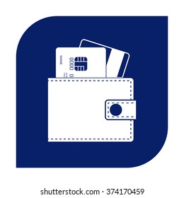 Wallet with credit cards inside icon.