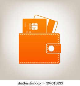 Wallet with credit cards inside icon.