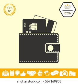 Wallet with credit cards inside icon