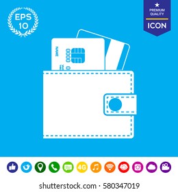 Wallet with credit cards inside icon