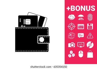 Wallet with credit cards inside icon