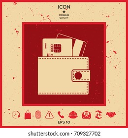 Wallet with credit cards inside icon