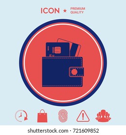 Wallet with credit cards inside icon