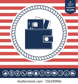Wallet with credit cards inside icon