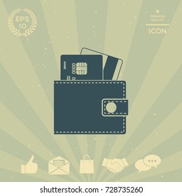 Wallet with credit cards inside icon