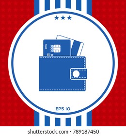 Wallet with credit cards inside icon