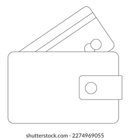 Wallet with credit cards line vector symbol for web sites and mobile apps, financial business banking digital money cash coin