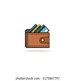 Wallet with credit cards. Symbol of business and finance. Vector illustration in a cartoon style.