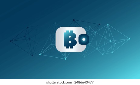 Wallet for cryptocurrency. Blockchain technology. Bitcoin symbol with network pattern. Virtual money for business, finance, digital global trade, payment, worldwide, exchange