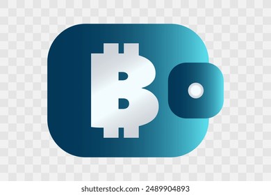 Cartera para criptomoneda sobre fondo transparente. Tecnología Blockchain. Símbolo Bitcoin. Dinero virtual para negocios, finanzas, comercio global digital, pago, en todo el mundo, intercambio