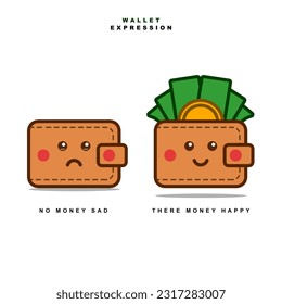 Wallet Cute Expression Sad and Happy vector