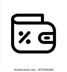 Wallet discount icon, simple vector line style, editable strokes