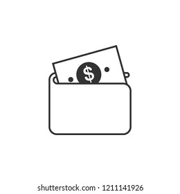 Wallet, dolar line icon. Simple, modern flat vector illustration for mobile app, website or desktop app on gray background