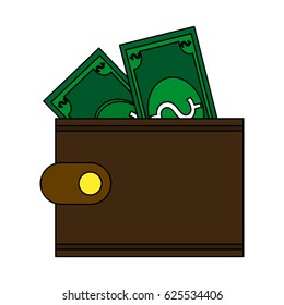 wallet with dollar bills icon image 