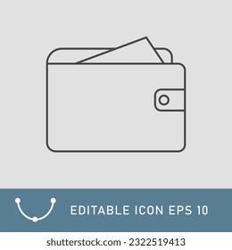 wallet dollar coin cent isolated in minimal style. Linear ecology icons. Environmental sustainability simple symbol. Editable stroke EPS 10