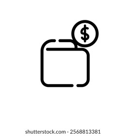 wallet and dollar coin icon symbol vector line art, bank and financial icon