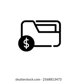 Wallet and dollar coin vector icon, simple, thin minimalist line art. invesment and financial icon