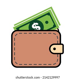 Wallet Dollar icon, finance flat symbol, economy deposit cash vector illustration sign .