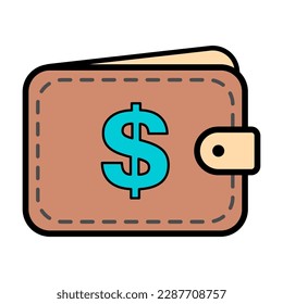 Wallet Dollar icon, finance flat symbol, economy deposit cash vector illustration sign .