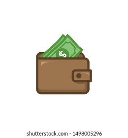 Wallet and dollar icon vector isolated on white background