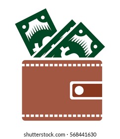 Wallet with dollar money vector icon