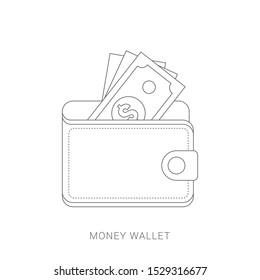 Wallet with dollar money - web icon design. Vector illustration.