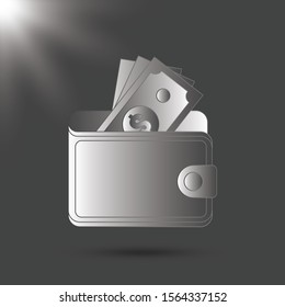 Wallet with dollar money - web icon design. Vector illustration.