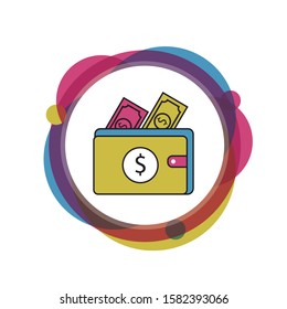 Wallet with dollar money - web icon design. Vector illustration.