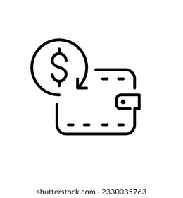 Wallet with dollar rewards symbol. Pixel perfect icon