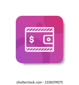 wallet with dollar sign round icon in outline / line and stripes style with colorful smooth gradient background, suitable for mobile and web UI, app button,  infographic, etc