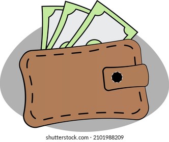 wallet with dollars, bucks, icon for sites, designations for the wallet.eps