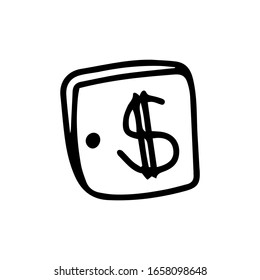 Wallet with dollars in doodle style isolated on white background. Sign icon. Vector outline illustration. Usable as icon or symbol.Hand drawn sketch.family budget issues,investments,financial earnings