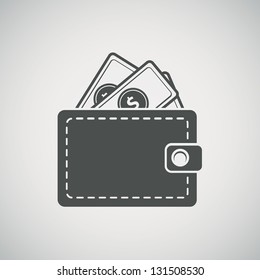 Wallet with dollars icon