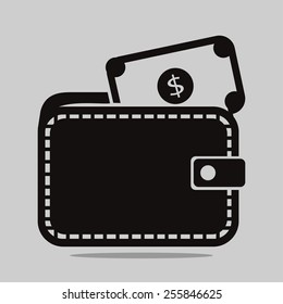 Wallet with dollars icon