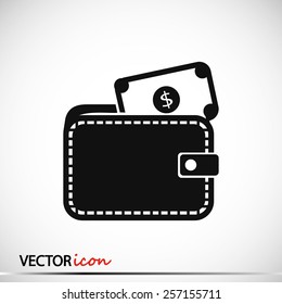 Wallet with dollars icon