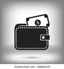 Wallet with dollars icon