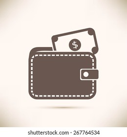 Wallet with dollars icon