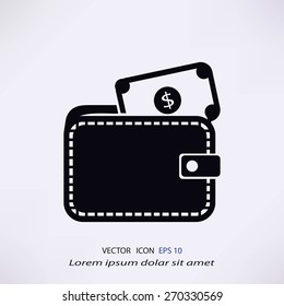 Wallet with dollars icon