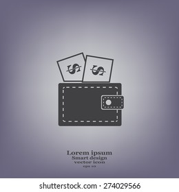 Wallet with dollars icon
