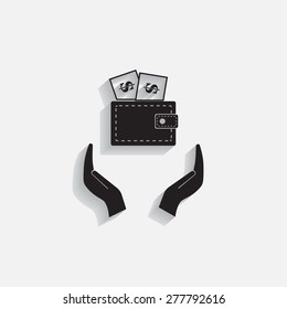 Wallet with dollars icon
