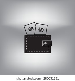 Wallet with dollars icon