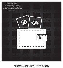Wallet with dollars icon