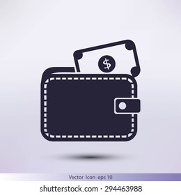 Wallet with dollars icon