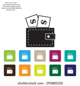 Wallet with dollars icon