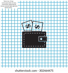 Wallet with dollars icon