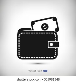 Wallet with dollars icon