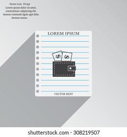 Wallet with dollars icon