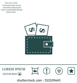 Wallet with dollars icon