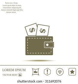 Wallet with dollars icon