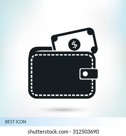Wallet with dollars icon